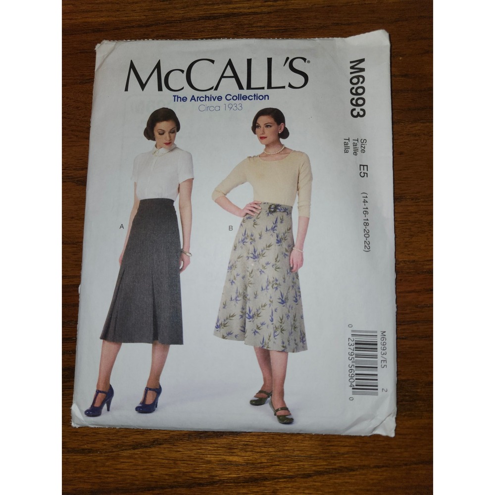 McCall's M6993 1933 Vintage Skirt Pattern The Archive Collection Size 14-22 E5